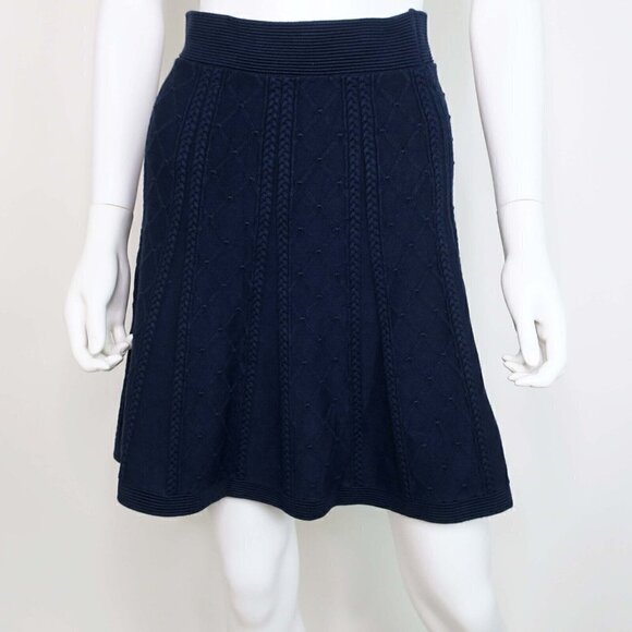Brooks Brothers Diamond-Cable Knit Skirt Navy Blue Career A-Line Women's Small - Picture 3 of 6